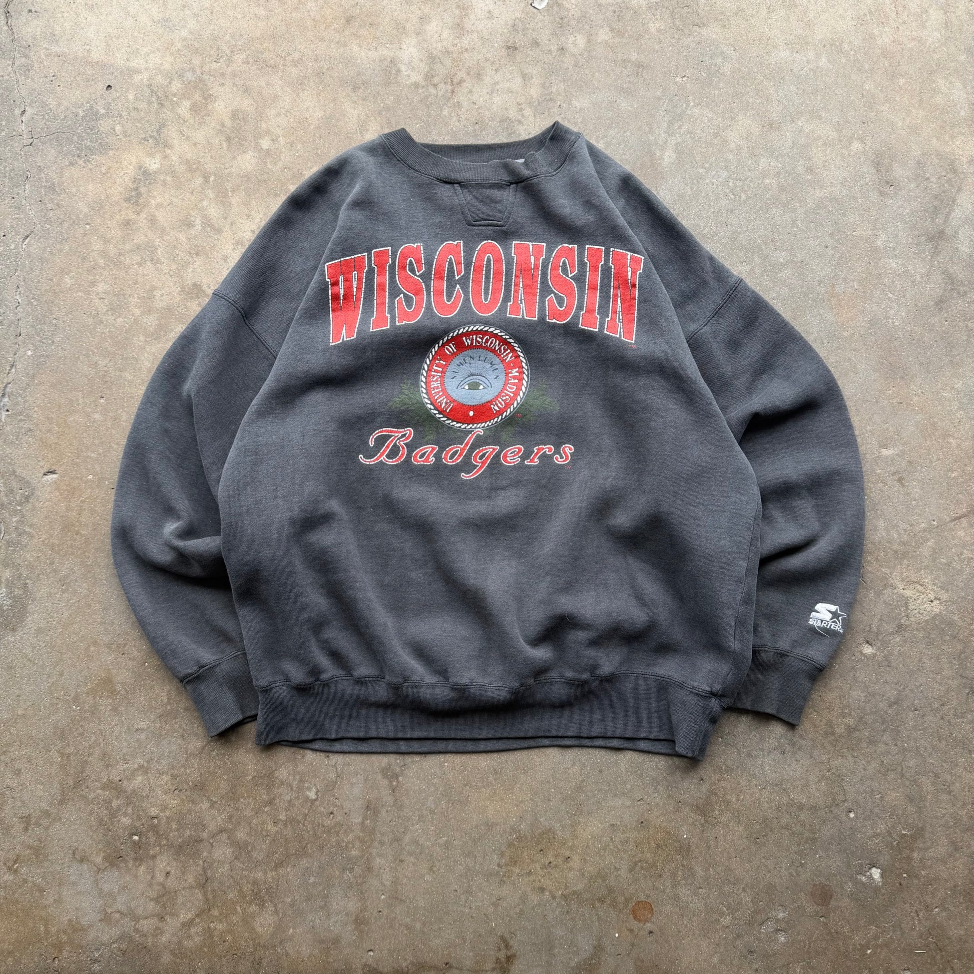 (XL) 90s Starter Wisconsin Badges Crewneck