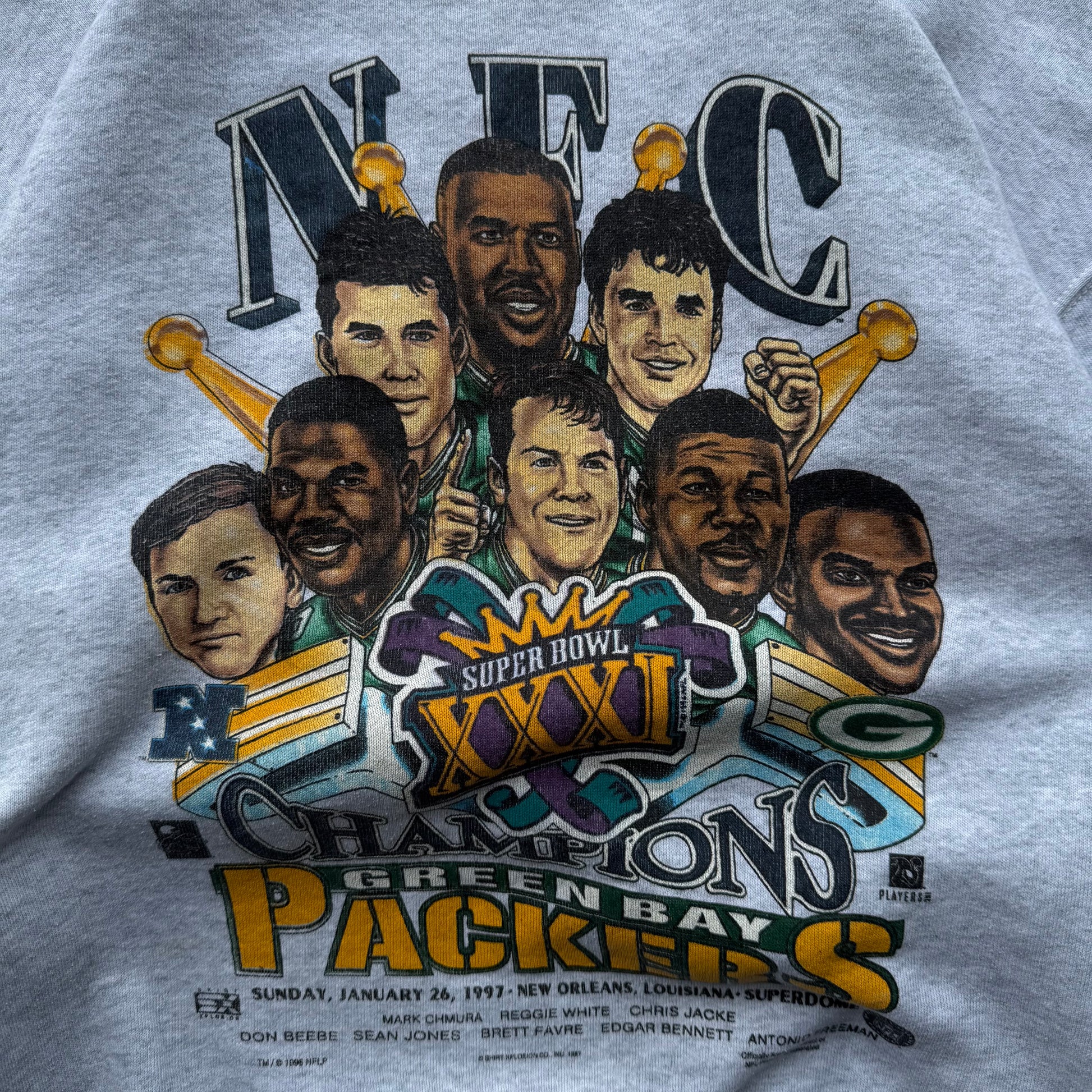 (XL) 90s Green Bay Packers Super bowl Caricature Crewneck