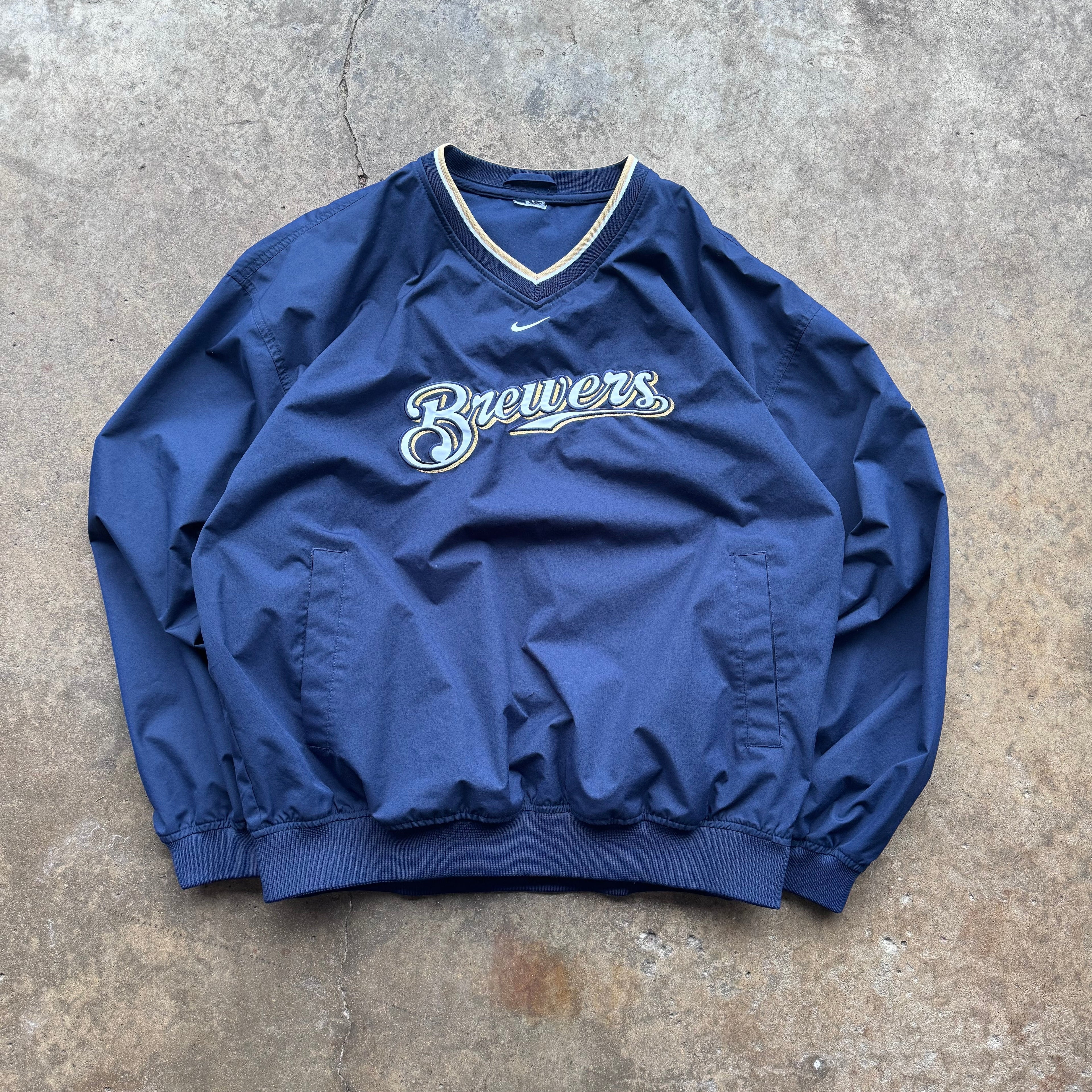 (XL) 00s Milwaukee Brewers Nike Center Swoosh Windbreaker